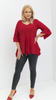 Red tunic women's elegant bell sleeve blouse