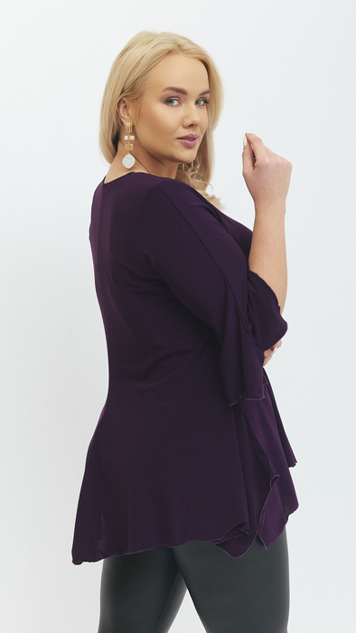 Fioletowa tunika damska elegancka bluzka rękaw dzwonek