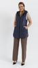Navy blue women's quilted vest sleeveless with a neckline