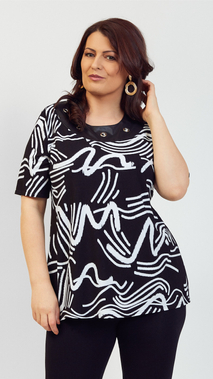 Schwarze Damentunika mit Verzierungen