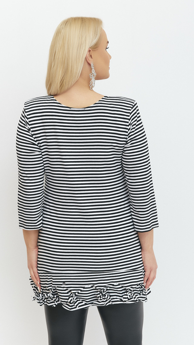 Damen-Tunika, lockere, elegante, gestreifte Bluse