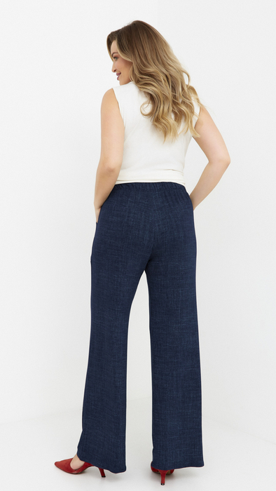 Weite, weite Damenhose in Dunkelblau mit Taschen im Jeans-Stil