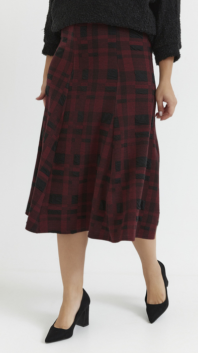 Roter langer warmer karierter Rock für Damen