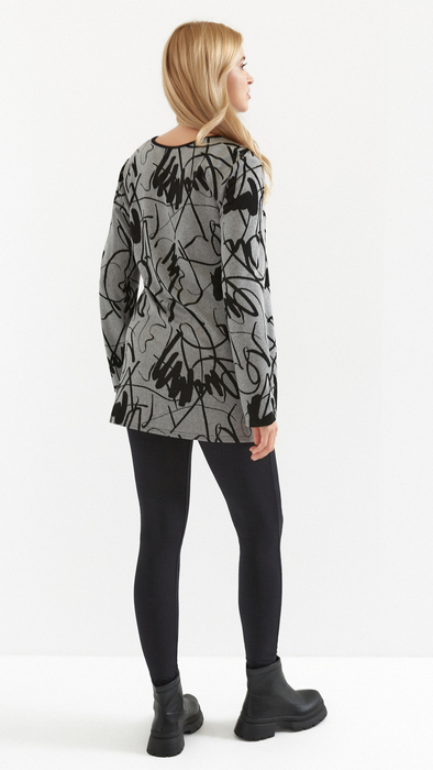 Warm gray women's autumn tunic, thick knit, original pattern