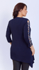 Women's navy blue embellished tunic loose blouse