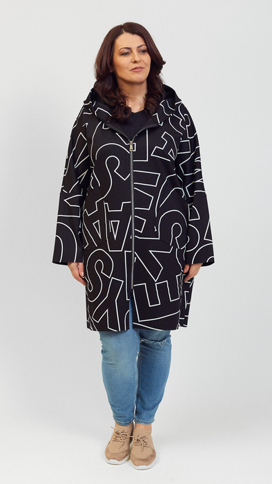 Black women's coat with a hood spring autumn short