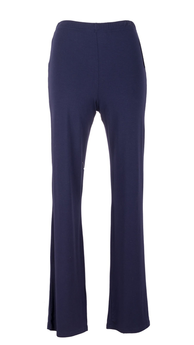 Granatowe spodnie damskie z dzianiny plus size