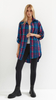 Women's cotton shirt, loose, oversize checkered tunic
