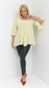Light yellow tunic women's elegant bell sleeve blouse
