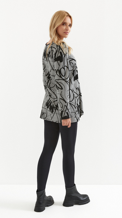 Warm gray women's autumn tunic, thick knit, original pattern