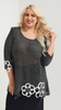 Dark gray women's elegant tunic decorated with flowers