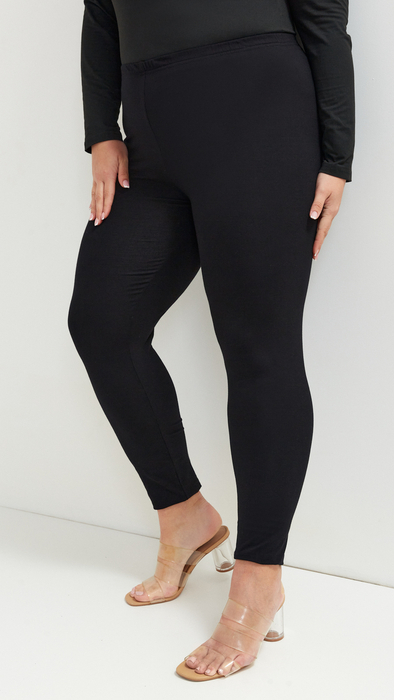 Czarne wygodne klasyczne legginsy długa nogawka