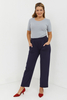 Navy blue women's wide, loose trousers with pockets