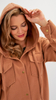 Beige women's coat with hood for spring and autumn