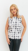 Women's elegant sleeveless blouse with a cat pattern