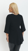 Schwarze Damen-Tunika, elegante Bluse mit Glockenärmeln