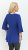 Cornflower blue women's tunic elegant bell sleeve blouse