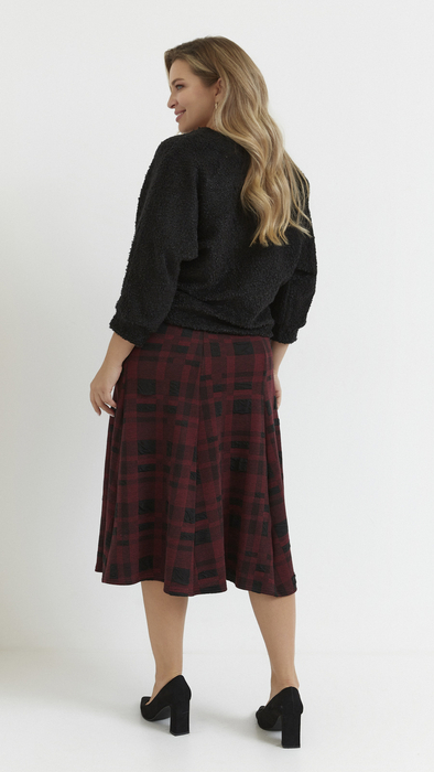 Roter langer warmer karierter Rock für Damen