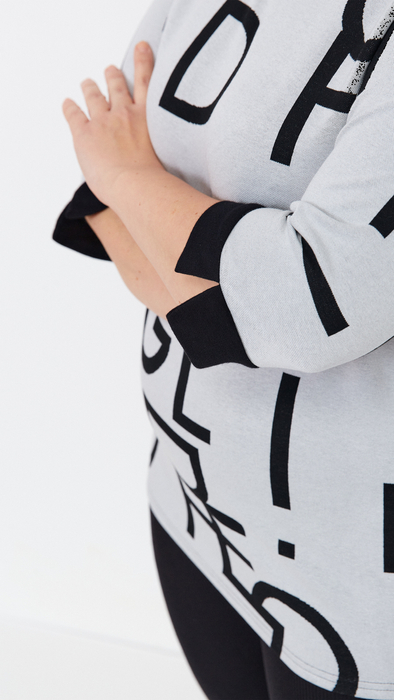 Gray warm women's blouse, elegant 3/4 sleeve