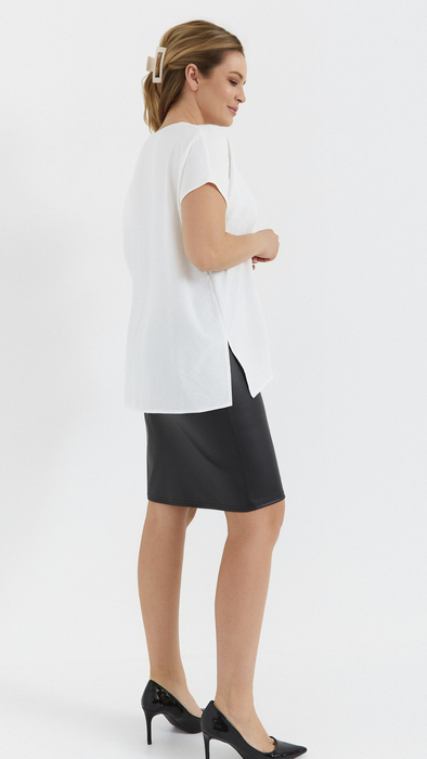 Weiße Damen Tunika Kimono Damenbluse Pflanzenmotiv