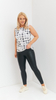Women's elegant sleeveless blouse with a cat pattern