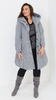 Light gray warm elegant women's coat with hood Bouclé