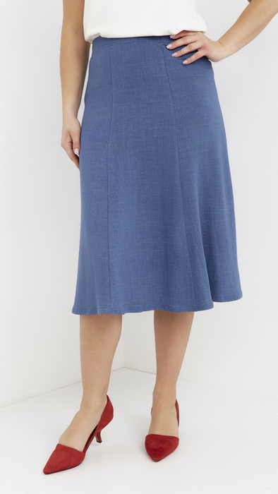 Leicht ausgestellter Damen-Midirock im Jeans-Stil