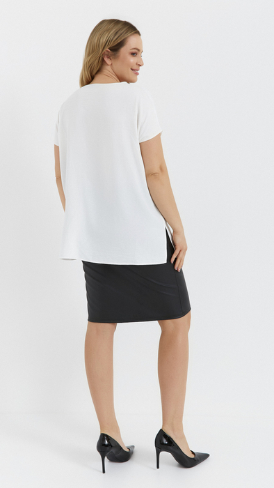 Weiße Damen Kimono Tunika lockere Bluse luftiges Pflanzenmotiv