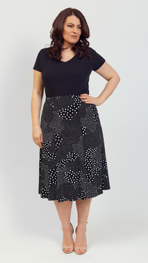 Women's black long skirt with white dots