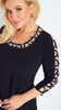 Women's black embellished tunic loose blouse