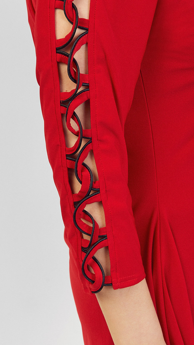 Red decorated tunic women's loose blouse