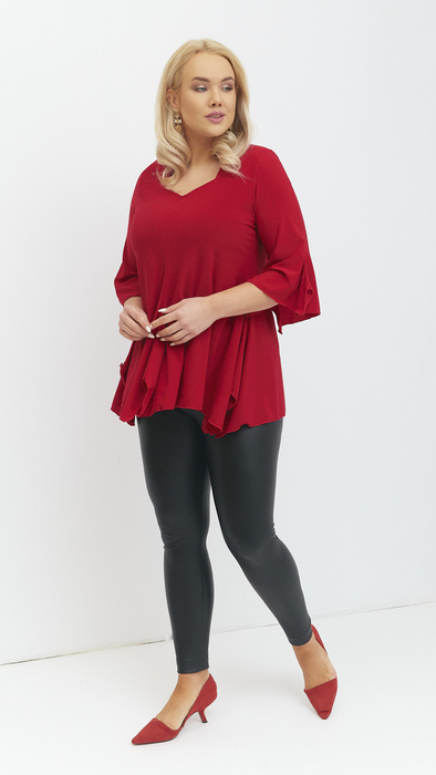 Elegante Bluse mit Glockenärmeln in roter Tunika für Damen