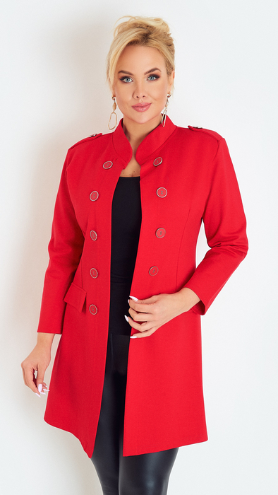 Eleganter roter Mantel für Frühlingsfrauen