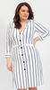 White women's elegant summer dress with stripes