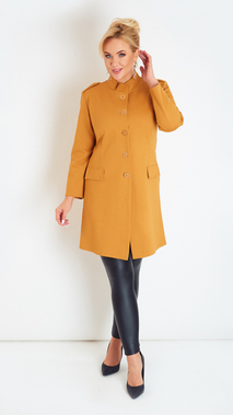 Honig-senffarbener, leichter Damenmantel für Frühjahr/Herbst mit Verschluss