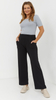 Black women's wide loose trousers with pockets, thick knit plus size