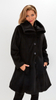 Women's black alpaca winter coat with a collar