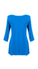 Cornflower blue women's tunic decorated with a unique braid made of trimmings