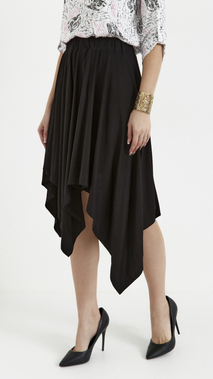 Women's black long flared midi skirt