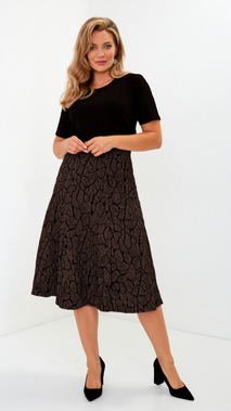 Women's long patterned skirt with brown stones