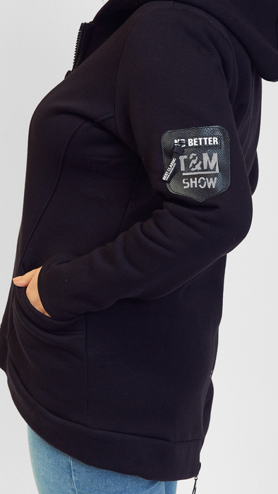 Langes Damen-Sweatshirt aus Baumwolle mit Reißverschluss und Kapuze