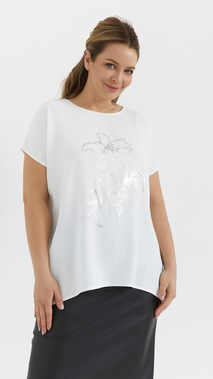 White women's tunic kimono women's blouse plant motif