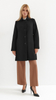 Black women's winter wool coat with insulated lining