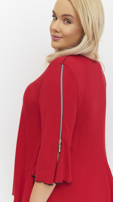 Women's red bell-sleeved short-sleeved jacket