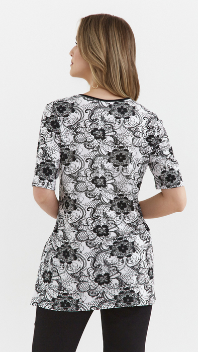 Women's tunic, elegant blouse, flowers pattern