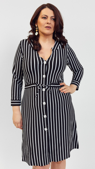 Women's black striped spring summer dress