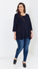 Women's navy blue Tunic Loose Elegant Blouse Large Size