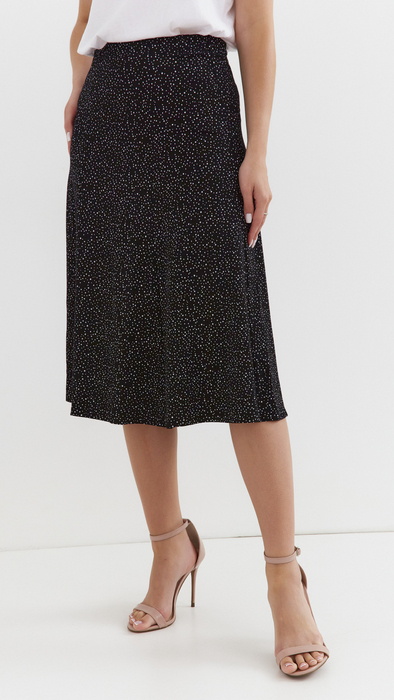 Long women's polka dot flared skirt