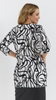 Women's tunic with pockets, white and black, 3/4 sleeve