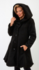 Black warm elegant women's coat with hood Bouclé